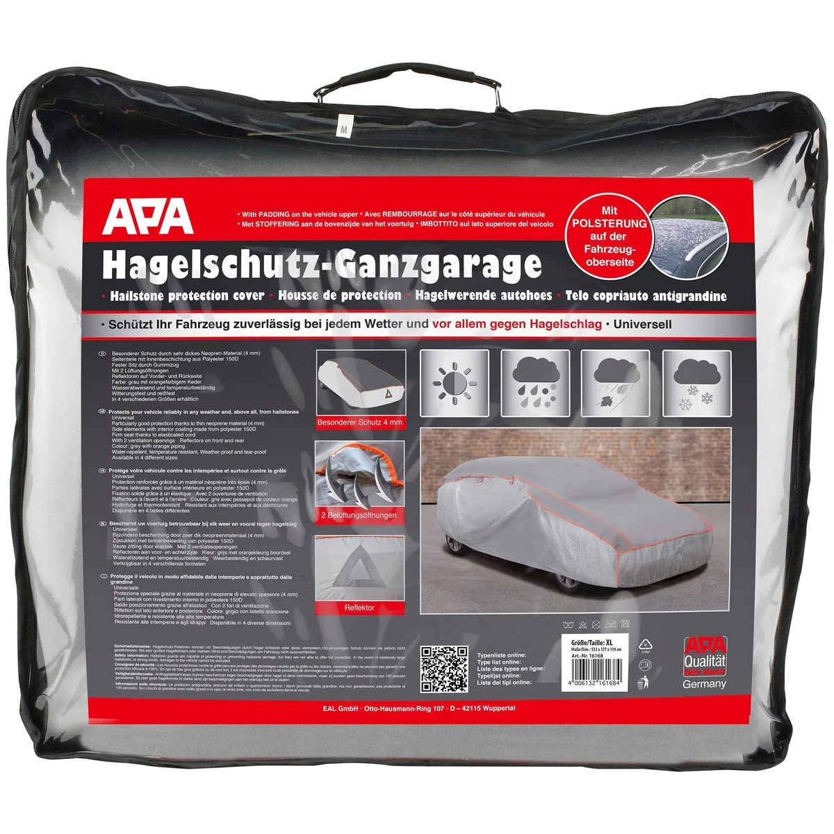 APA Faltgarage, optimaler Hagelschutz und Witterungsbeständigkeit — 571 x 203 x 119 cm