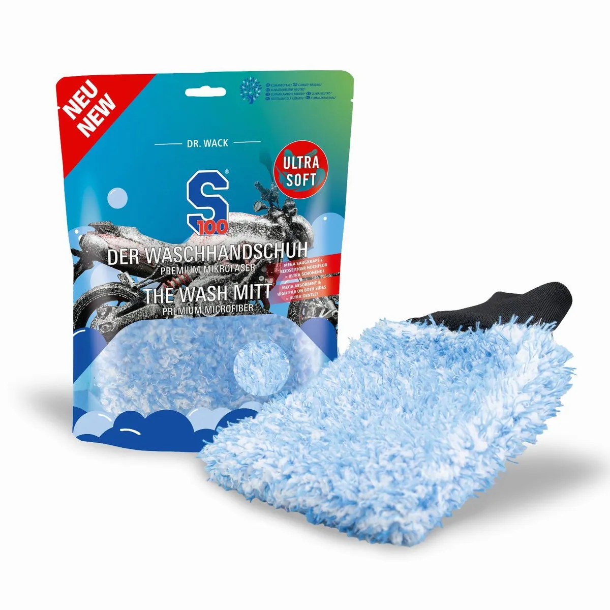 Dr. Wack Waschhandschuh Mikrofaser, beidseitiger Hochflor, hohe Saugkraft
