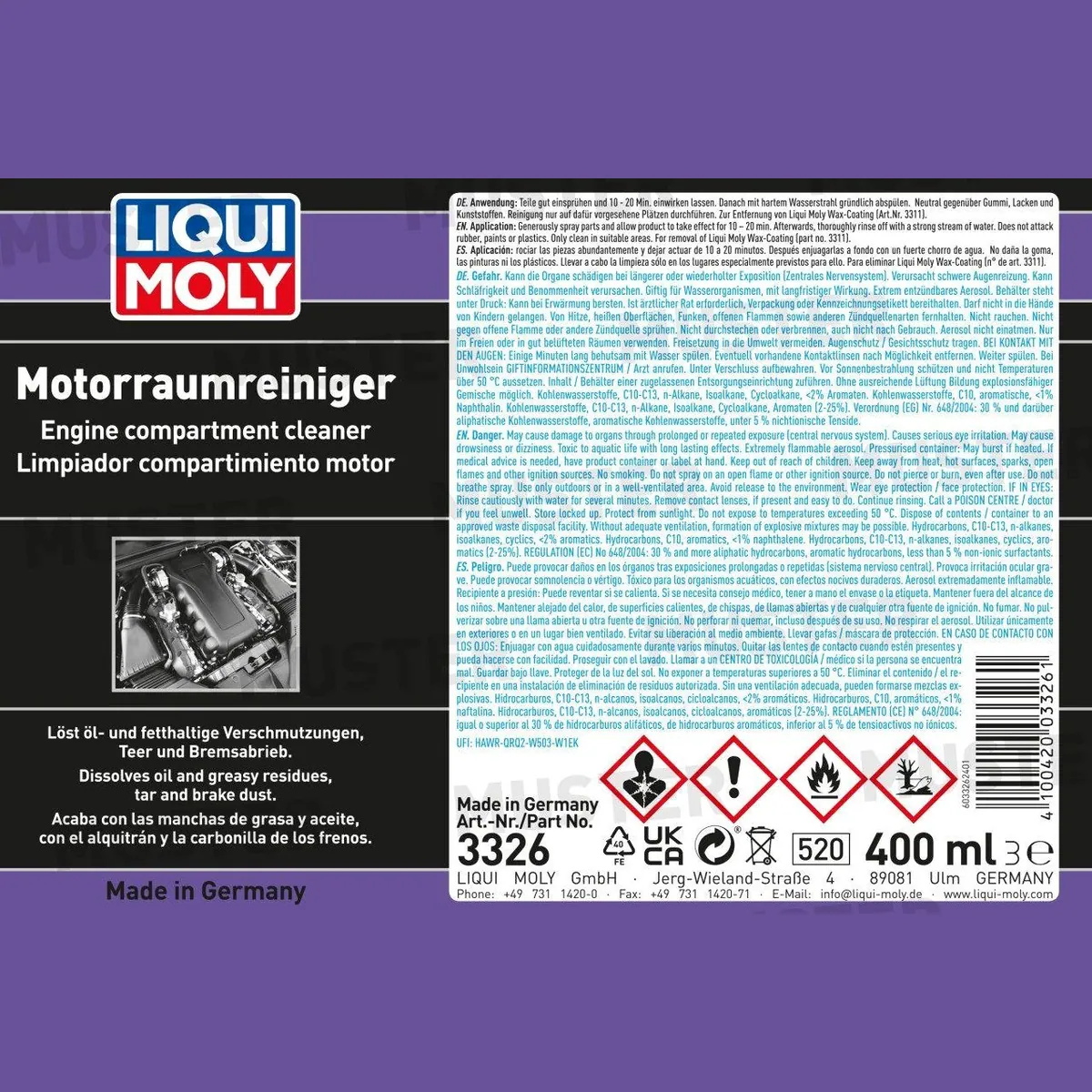 LIQUI MOLY Motorraumreiniger 400ml, hohe Reinigungswirkung, öl- und fettlösend, neutral gegen Materialien 2