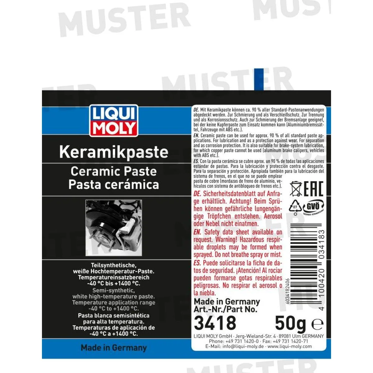 Liqui Moly Keramikpaste, Hochtemperaturbeständig, Korrisionsschutz — 50 g 2